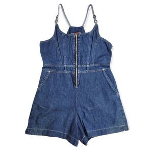 Hot House Vintage 90s Y2K Zip Up Blue Denim Overalls Women's Size Large